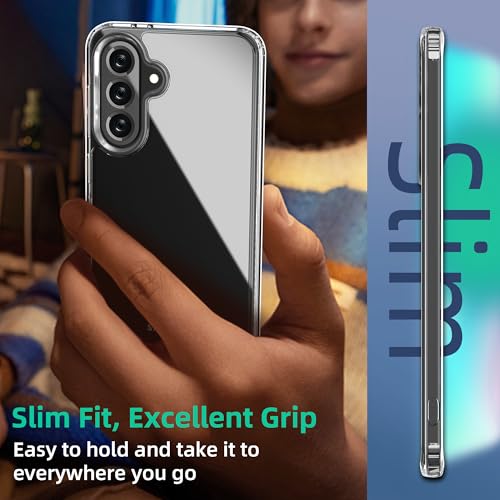 Image of ONES for Samsung Galaxy A56 5G / A36 5G Slim Case Clear, PC + TPU Hybrid, Military-Grade Drop Guard, Anti-Yellowing, Anti-Slip, Shockproof Silicone Hard Cover, Scratch Resistant, Transparent Case
