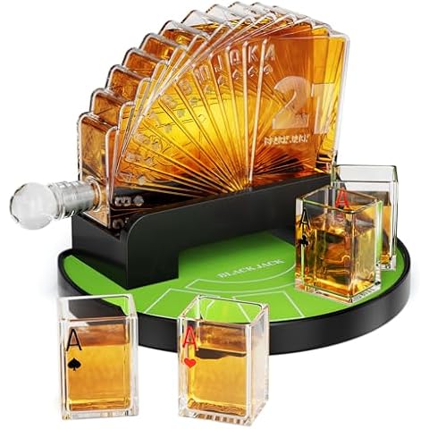 Kollea Blackjack Whiskey Decanter Set with Glasses Cover