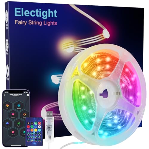 Electight 5M Tira LED Navidad Inteligente [Mando a distancia], Cadena de Luces Color, IP65 Impermeable, Control APP & Bluetooth, para Interiores, Exteriores, Navidad, Halloween, Boda, Jardín, Fiesta