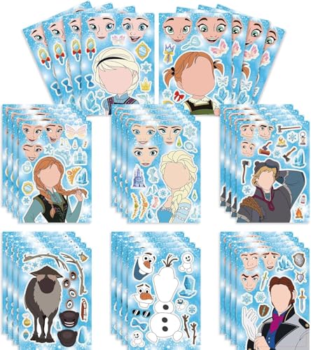 24PCS 9"x6" Cartoon Frozen Make-a-face Stickers for Kids Teens, M...