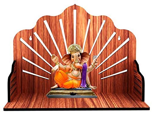 MANDIRAM SSI Wooden Mandir for Pooja Home Decoration Wall Mounted Beautiful Temple