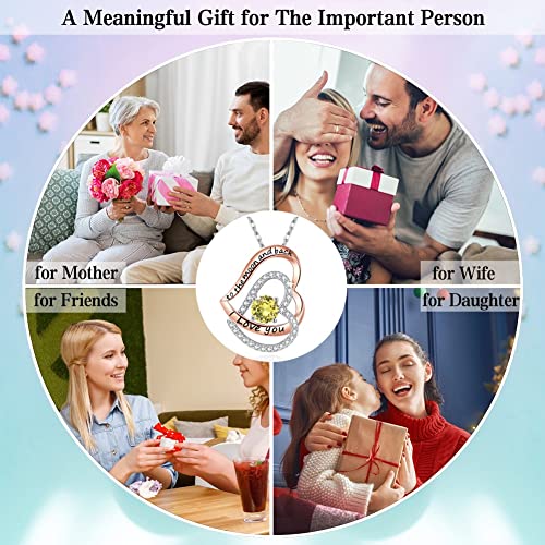 Yosikcaes 925 Sterling Silver Double Heart Ladies Pendant Necklace Plated With 18K Rose Gold Valentine's Day Anniversary Birthday Gift For Her-August #TOP6