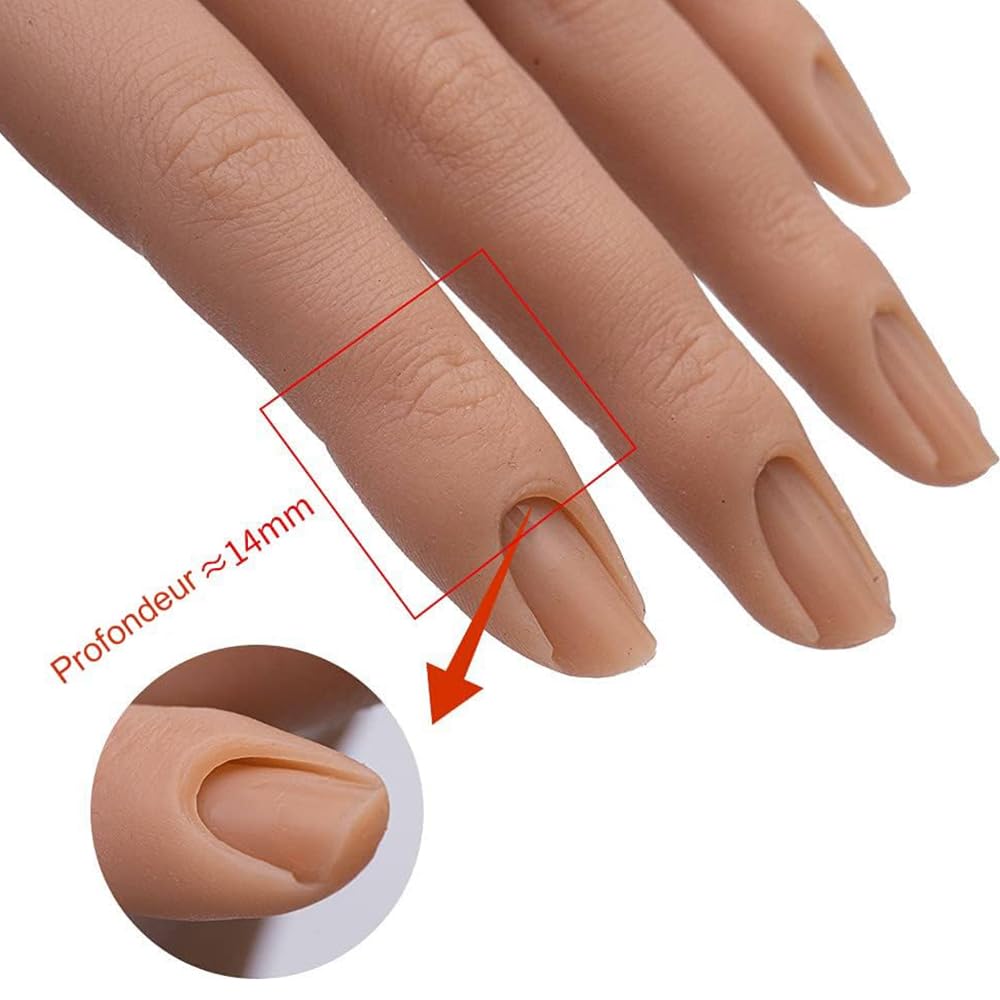 KnowU Main D'entrainement Manucure, Silicone Fausse Main Pour Ongle, Main D Entrainement Pour Ongle, Durable et flexible, Correct