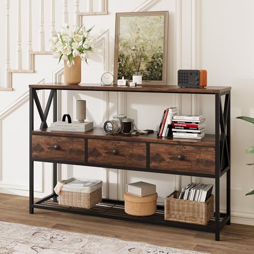 Vividwood 47'' Farmhouse Console Table with 3 Drawers and Open