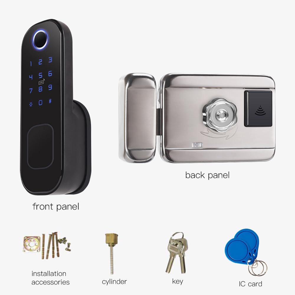 Serratura Antifurto Wifi per Casa Intelligente, Serratura con Improntata Digitale Intelligente, Serratura di Sicurezza BT, Controllo Remoto App, Adatta per Spessore Porta 38-70mm, 6 Metodi di