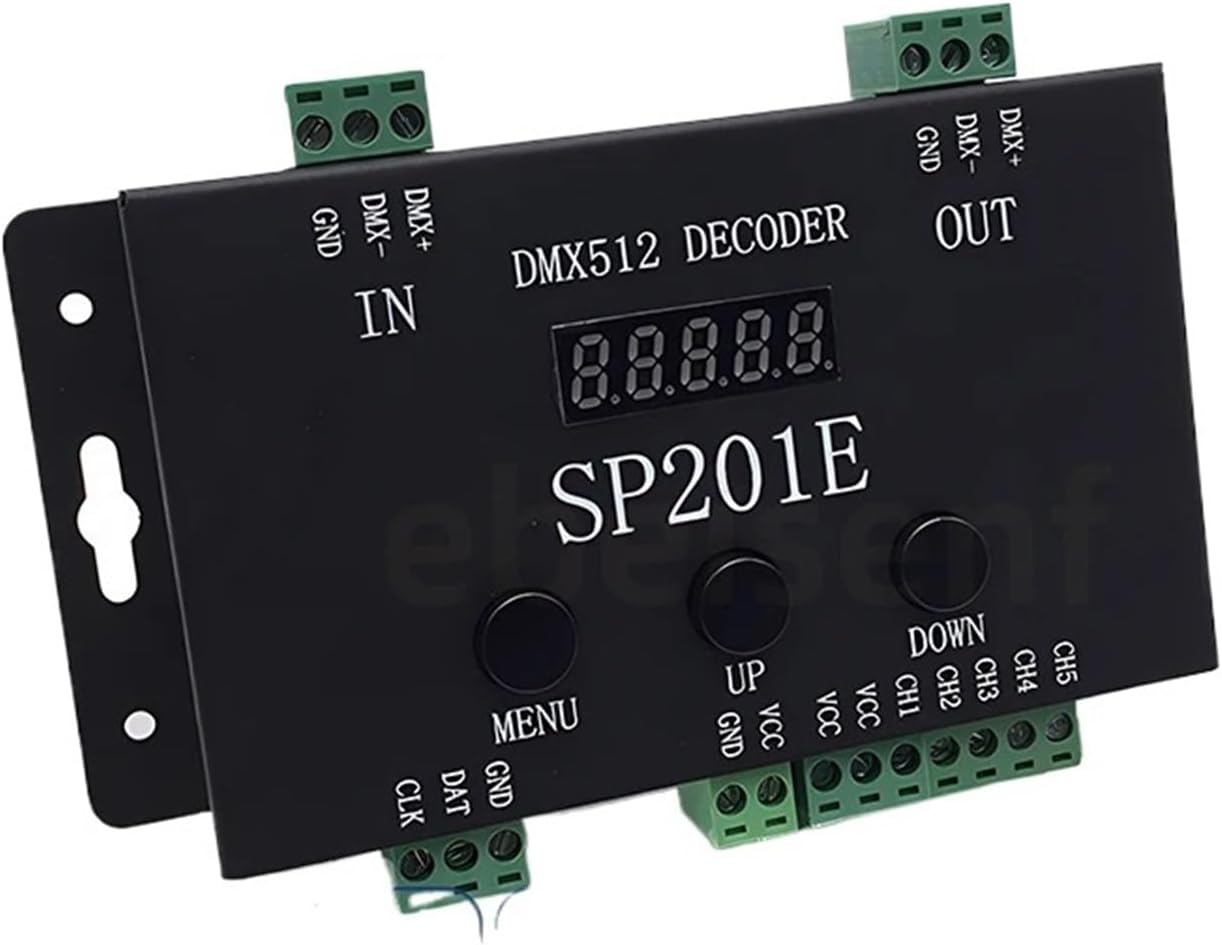 SP201E DMX512デコーダーLED SPIコントローラー調光器1024ピクセル5-24V WS2812B RGBファンタジー