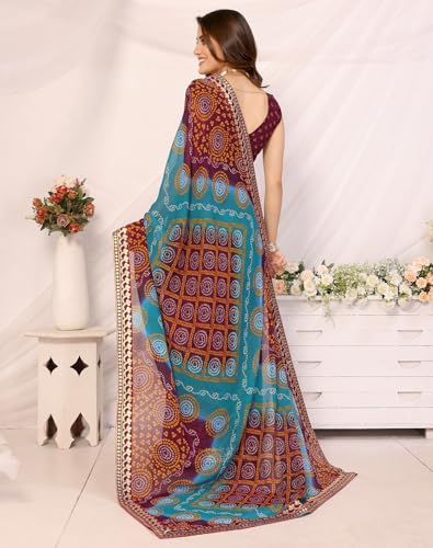 Yashika Women's Woven Latest Georgette Saree with Lace and Blouse Material (AZ-YS-P1-AACHAL-KORAM-Parent_Brown) - Image 4 thumbnail