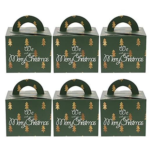 Cabilock 6St 3D Julklappboxar Holiday Goodie Papperslådor Xmas Behandlingar Party Fördelar Candy Choklad Äpple Packning Bo Container För Partileveranser Gröna