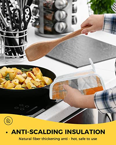 Carosoffe Burnt Orange Pot Holders Set Of 2 Heat Insulation, Grey Geometric Oil Painting Modern Hot Pads & Potholders For Kitchen, Color Block Abstract Art Oven Mitts For Baking Cooking Barbecue #TOP3