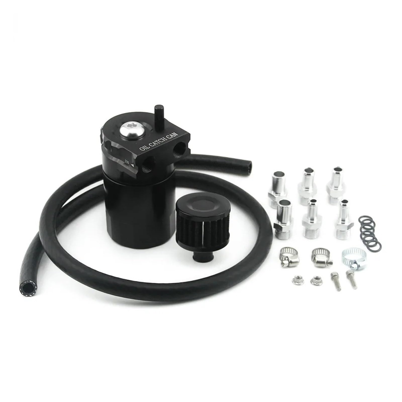 filtr paliwa z czujnikiem Uniwersalny Zbiornik Na Olej Z Przegrodami Z Filtrem Powietrza. Części Silnika Samochodowego Ze Stopu Aluminium O Pojemności 300 Ml(Black)