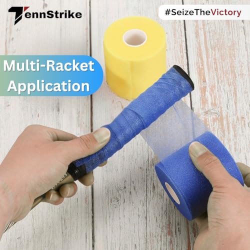 Image of 27 Metre x 70 mm Cushion Wrap for Badminton, Tennis & Pickleball Rackets | Shock & Vibration Control | Moisture Absorbing Cushion | Pro Player Use | Yellow Color (Red-Pink)