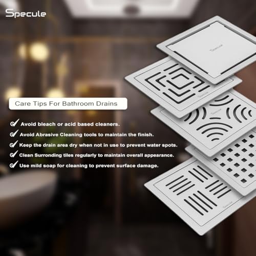 Image of Silver Exclusive Cube Floor Drainer | 304-Grade Stainless Steel | 5x5 inch Anti-Rust & Anti-Crack Floor Drain with Brushed Finish | Stain Resistant Silver Bathroom /Kitchen Drain Cover