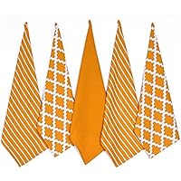 Penguin Home Premium Geschirrtuch aus 100% Reiner Baumwolle für die Küche, Set mit 5 Küchentüchern, weiche und langlebige Küchentücher, Handtuch-Set, maschinenwaschbar, 65 x 45 cm, Farbe – Ocker