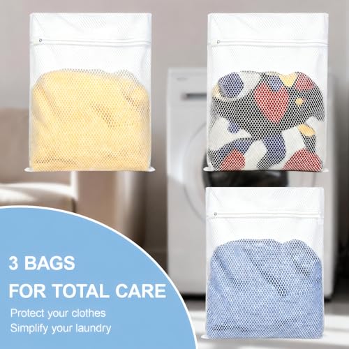 Honeycomb-Mesh-Laundry-Bags-3-Pack-2XL1L-Durable-Washing-Bags-with-Auto-Lock-Zippers-Heavy-Duty-Mesh-Wash-Bags-for-Delicates-Lingerie-Bra-Sock-Travel-Storage-Organizer