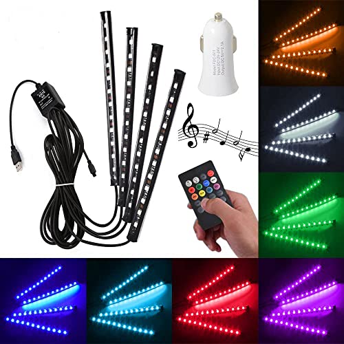 Noauka Underdash Light Led Interior Atmosphere Lights Multi-Color 8 Color With Sound Atmosphere And Dc 12V, Car Charger And Wireless Ir Remote Control (Usb) #TOP1