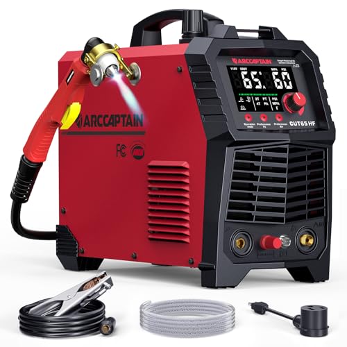 Image of ARCCAPTAIN 65Amp Plasma Cutter, Pilot Arc Plasma Cutting Machine, Cuts 1-1 /8 inch Max, Built-in air filter, Upgraded Large LED Display, 110V /220V, Supports Rust Removal & Expanded Metal, 2T /4T, PA /PT