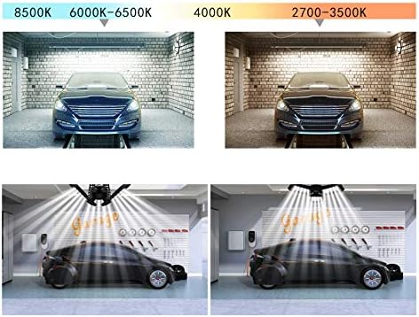LED Garage Light Deformable E26/E27 Three-Leaf Garage Lights 6000lm 60W LED Adjustable Light Garage Lighting Garage Light Bulb for Garage, Working Light (6000K-Cool White, 60 Watt)