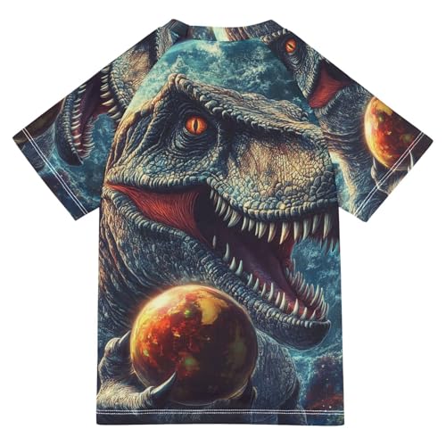 Kids Swimsuit Plant T-rex Black Cartoon Sunscreen T-Shirts Swimwear Sets UPF 50+2