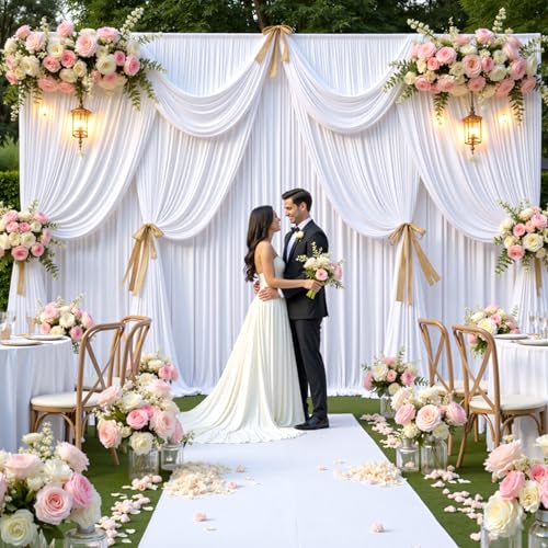 gogoparti 10x12 ft White Wrinkle-Free Backdrop Curtain for Weddings & Parties - 2 Panels (5x12 ft Each) for Birthday, Baby Shower, Halloween Photography Background - Image 6