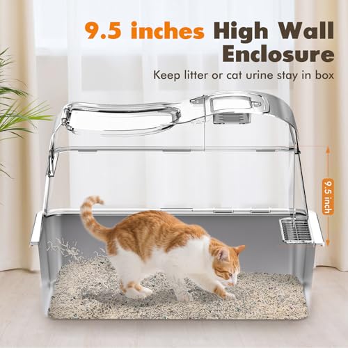 Arenero de acero inoxidable para gatos extra grande 40L con tapa abatible 180° miniatura 4