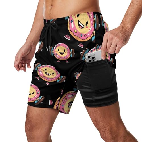 Weightlifing Workout Gym Donut Mens Swim Trunks Quick Dry Beach Board Shorts with Pockets2