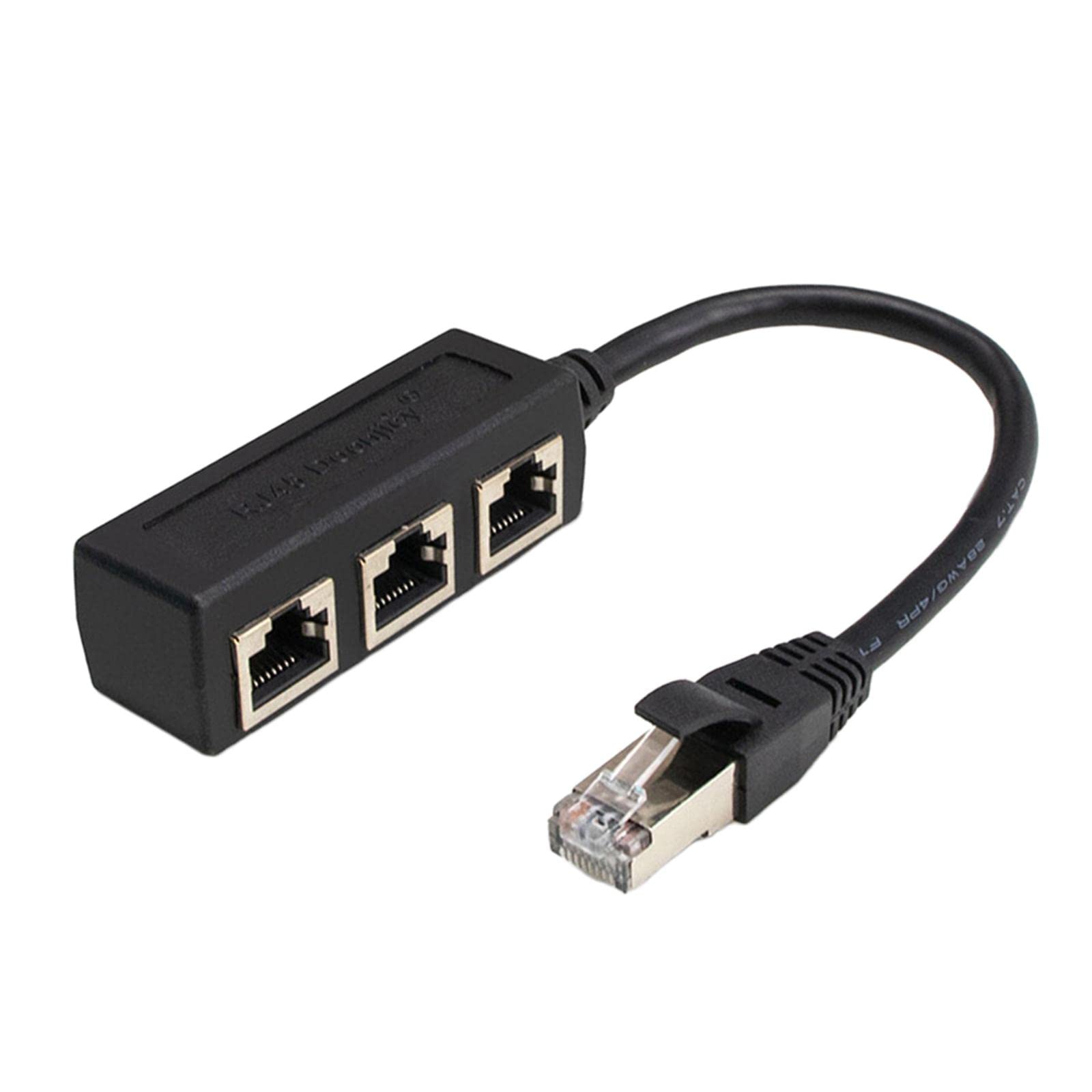 MERISHOPP® LAN Ethernet Splitter Black Male to Female Network Adapter Computer One to Three |Computers/Tablets & Networking | Computer Cables & Connectors |1 Piece LAN Ethernet Splitter-image-1