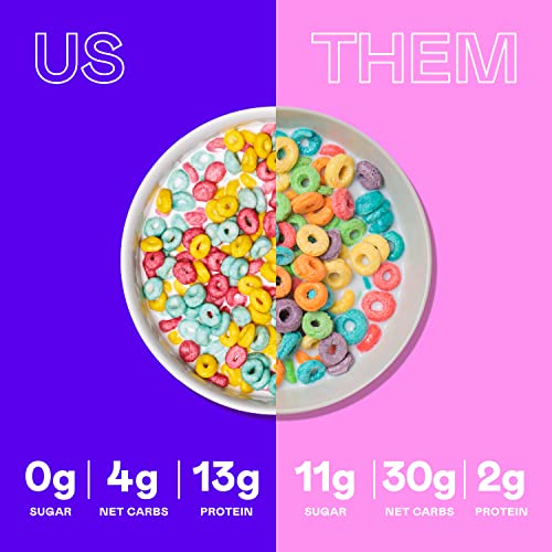 Magic Spoon High Protein Cereal with Exclusive Spoon - Sugar Free Snacks & Breakfast Food - Grain & Gluten Free Cereal - Healthy Snacks - Low Carb & Keto Friendly - 4 Pack, Fruity