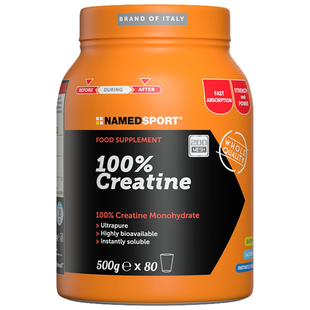 NAMEDSPORT 100% Creatine 500g - 200 MESH - Integratore Alimentare di Creatina Monoidrato Micronizzata Purissima, Ideale Per Resistenza ed Energia