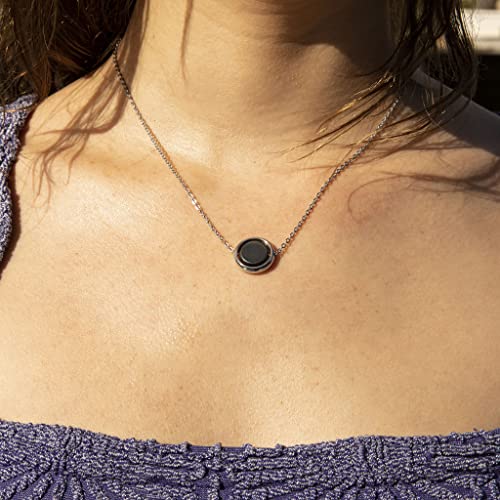 Luminava - Hematite Fidget Spinner Necklace - Anxiety Necklace For Women - Hematite Necklace - Stress Relief Jewelry - Fidget Jewelry - Fidget Necklace For Women - Stainless Steel Chain #TOP2