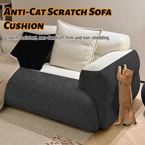 Selbstklebend Kratzteppich Katze, dellyy Kratzmatte Selbstklebend Zuschneidbar, Kratzbretter Katze Wand, Katzenkratzbretter, Kratzschutz Sofa Katze (Dunkelgrau, 40×200cm)