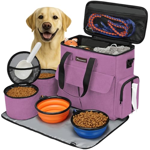 Modoker Dog Travel Tote with 2 Food Containers & Bowls