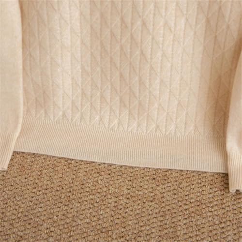 Men Business Sweater Knitted Half Height Neck Long Sleeve Diamond Pattern Style Anti Pilling Thick Pullover3