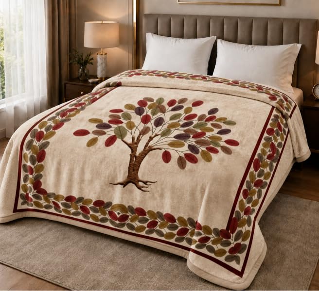 Image of ABRAZO Heavy Winter Blanket 5.5 Kg, 1040 GSM Double Layer Blanket for Double Bed, 220 x 240 cm, Extra Warm Soft & Cozy Winter Blanket, Heavy Winter Comforter Quilt Dohar (Beige.)