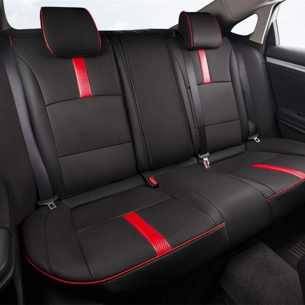 Custom Full Set Seat Covers for Wrangler 2008-2010 Rear Seats Split Leather Car Seat Cushion Protector Black-Red