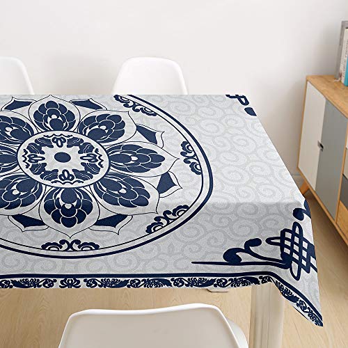 Nappe mandala bleu marine imperméable et résistante aux taches d'huile - 4
