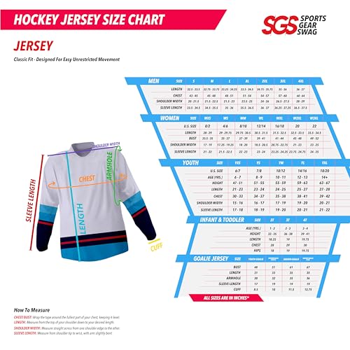 Image of SGS Sports Gear Custom Hockey Jersey, Personalized Reversible or Standard Design with Name & Number, Hockey Jersey