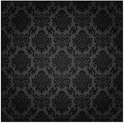 Haoyiyi 8x8ft Black Damask Floral Pattern Backdrop Vintage Classic Flower Pattern Interior Room Retro Dark Wall Photography Background Girl Kid Adult Artistic Portrait Photo Studio Wallpaper Props