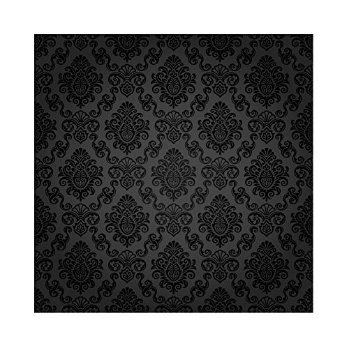Haoyiyi 5x5ft Black Damask Floral Pattern Backdrop Vintage Classic Flower Pattern Interior Room Retro Dark Wall Photography Background Girl Kid Adult Artistic Portrait Photo Studio Wallpaper Props by Haoyiyi - Used condition - US$18.69