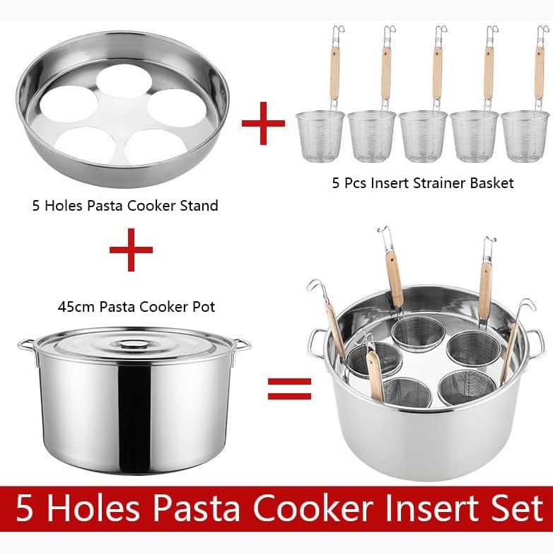 SAeWare Olla de pasta de acero inoxidable con colador rt – olla versátil para el hogar y el restaurante – ideal para hervir pasta, veterinarios, sopas y cocinar al vapor – no se oxida, fácil de