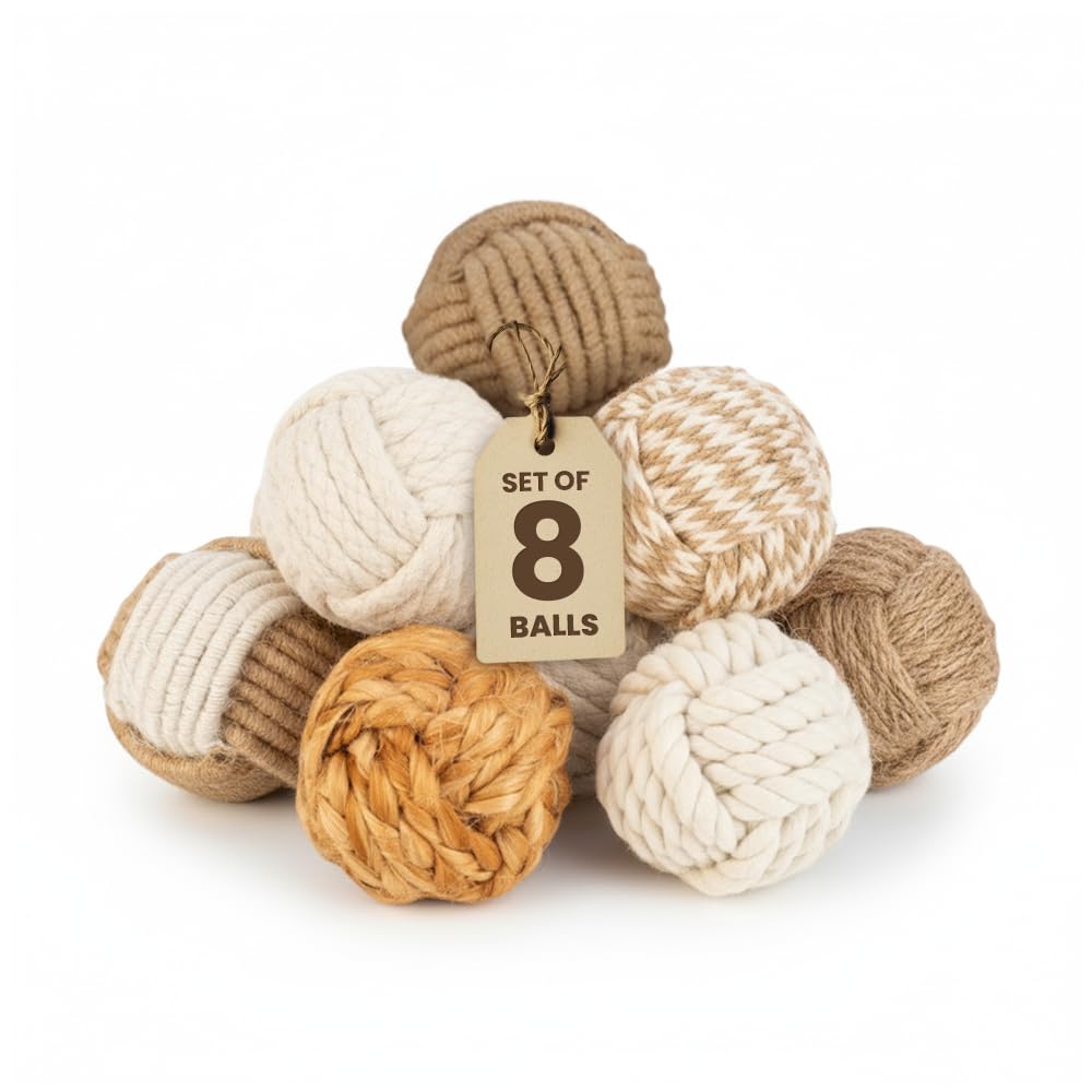 Roorkee Instruments Set Di 4 Palline Decorative In Corda Di Iuta – Tema Nautico, Diametro 7,5 Cm