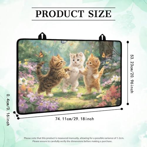 Image of Poceacles Kitchen Decor Glass Stove Cover Stovetop Protector Foldable Electric Stove Top Protector Washer Dryer Top Cover for Home Decor, Cat Floral Green