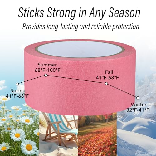 Image of Pink Painters Tape - 2 Inch Wide Pink Masking Tape - Multi-Surface, Smart Adhesion, Indoor & Outdoor - Paint Tape for DIY, Labeling, Art, Car, General Purpose - 90FT Total