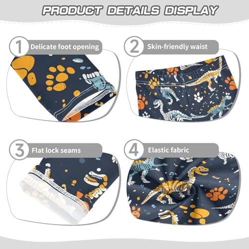 Wusikd Colorful Dinosaur Girls' Leggings Toddler Doodles Bones Kids Yoga Pants Dance Active Tights 4T3