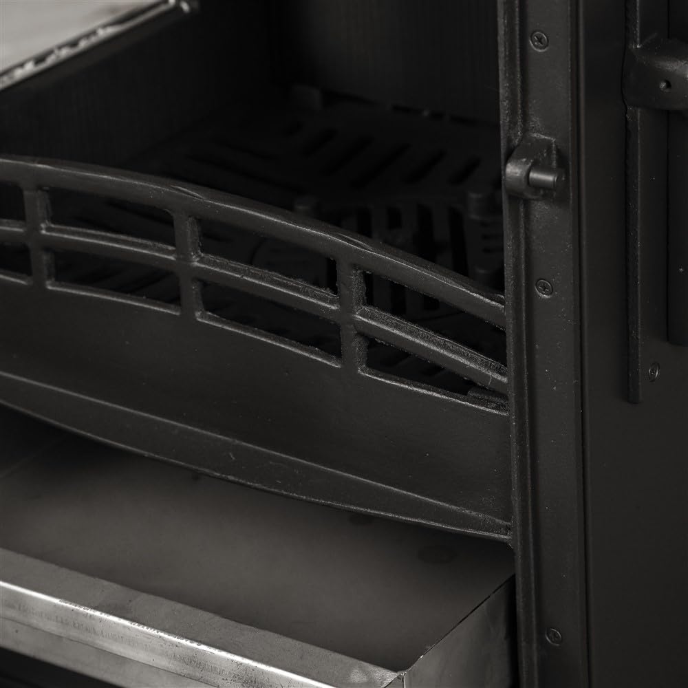 Poêle à bois en verre à 3 côtés avec porte latérale et poêle en fonte certifiée CE et EcoDesign 2022 avec four, combustion efficace du bois et du charbon, 8 kW, 82 kg