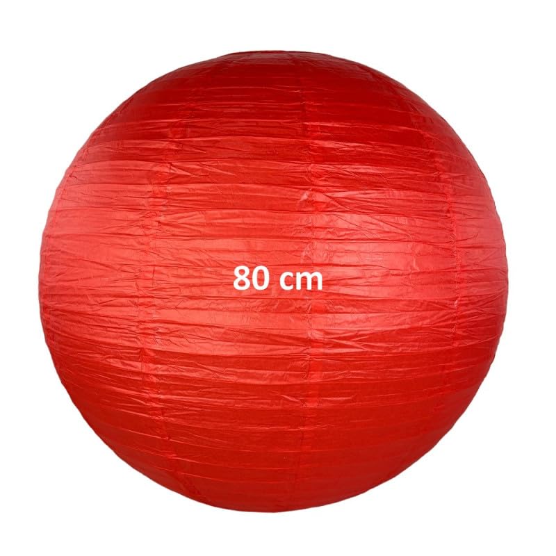 2 Maxi-Lampions, große Kugeln, Weiß und Rot, Durchmesser 80 cm, japanische Laterne, Deko für Hochzeit, Valentinstag