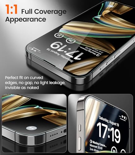 Image of EZ-GLAZ-4 Pack for iPhone 16 e /iPhone 14 /iPhone 13 Pro /iPhone 13 Screen Protector[6.1 inch] 9H+ Hardness 12FT Military Grade Shatterproof Long Durable Tempered Glass Film with Flawless Fit Box, HD Clear, Scratch Resistant