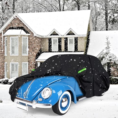 Autoabdeckung Vollgarage Ersatz für VW Beetle 1960-1980, Allwetter Reflektierende Autoabdeckung mit Reißverschluss und Winddichtem Gurt, Für Alle Jahreszeiten Geeignet