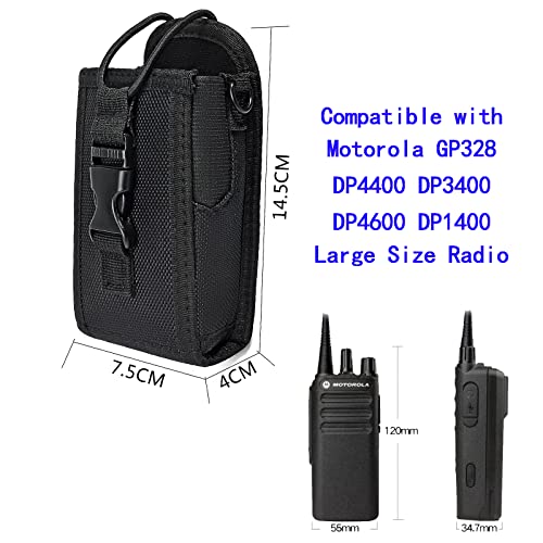 UAYESOK Large Molle Radio Pouch Holster Belt Walkie Talkie Holder Nylon Carry Case Bag for Motorola GP328 DP3400 DP4400 DP1400 Baofeng Hytera Kenwood Sepura President Airsoft 2 Way Radio GPS - Image 3