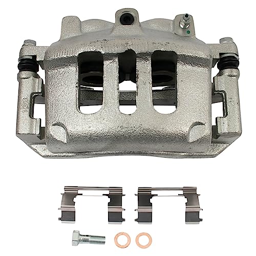 Image of TRQ Front Driver and Passenger Side Brake Caliper Set Caliper Brackets Hardware Compatible with 03-11 Ford Crown Victoria 03-11 Mercury Grand Marquis 03-11 Lincoln Town Car