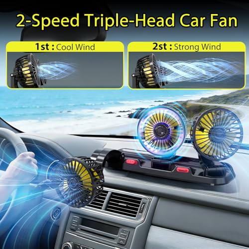 Portable 3-Head Car Cooling Fan